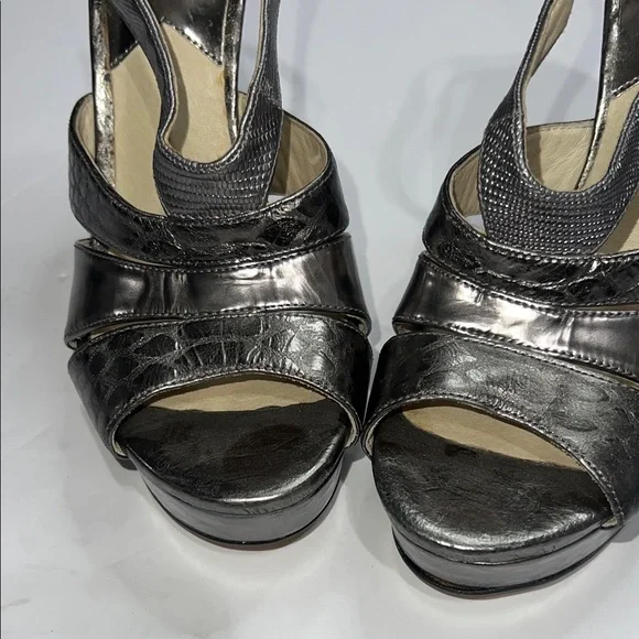 Michael Kors Metallic and Black Strappy Heels - Picture 4 of 13